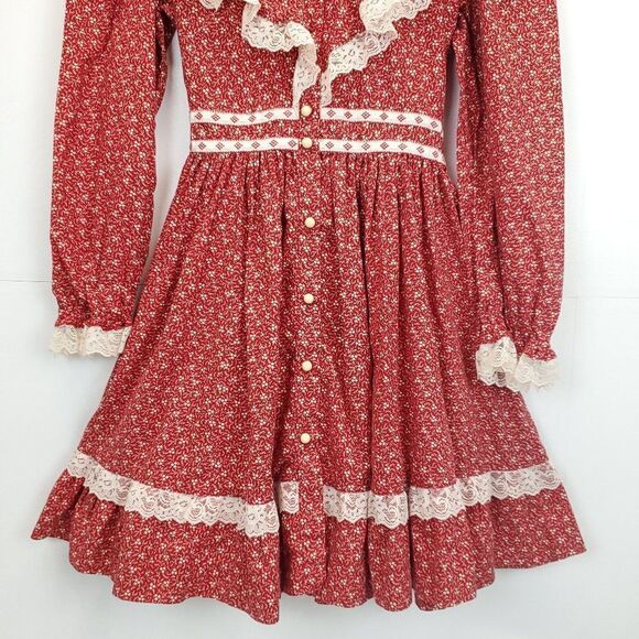 Girls Christmas Dress Handmade Mistletoe Holiday Vintage Cottagecore Size 4-5 - Picture 4 of 13